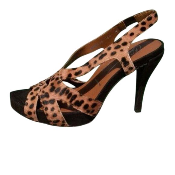 Donald Pliner Brown Hair Calf Animal Print Leather Shoe...